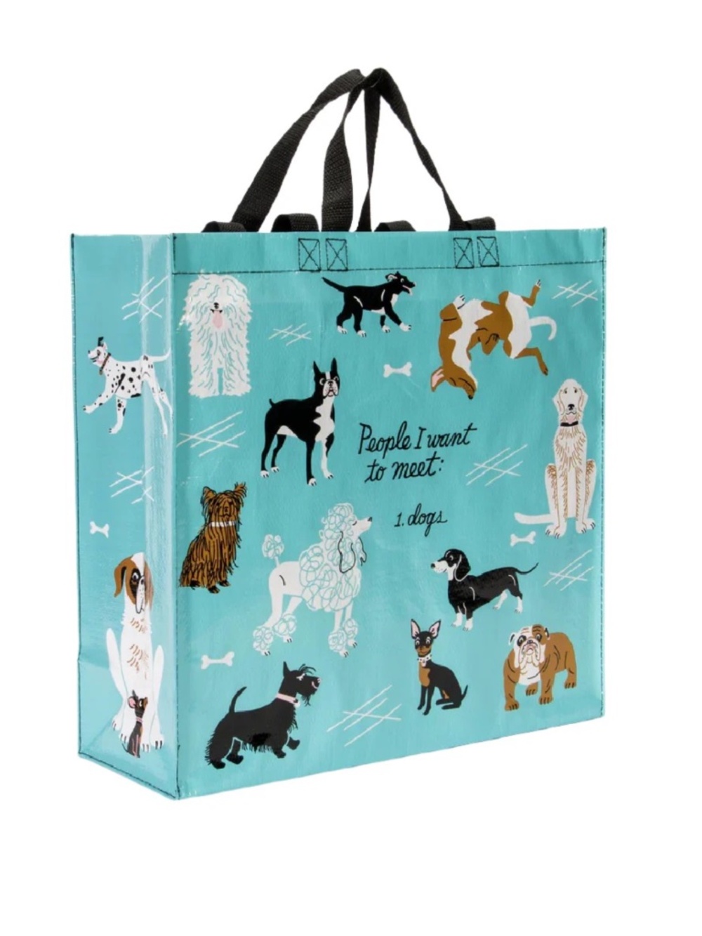Blue Q Reusable Dog Print Shopper Tote Bag NWT 15”x15” Eco Grocery Market Tote